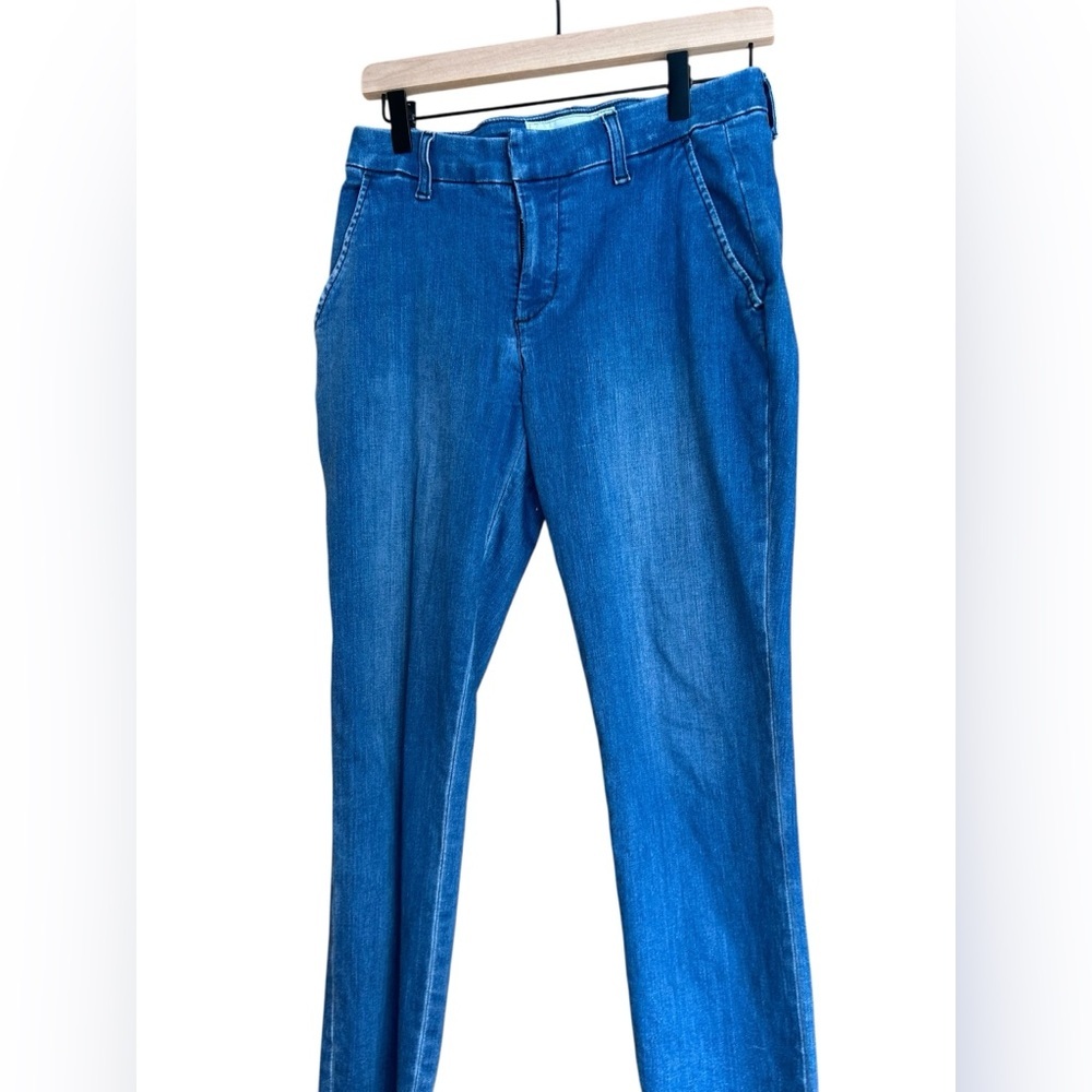 Frank & Eileen Wicklow Crop Denim Chino Blue Stretch Raw Hem Sz 4